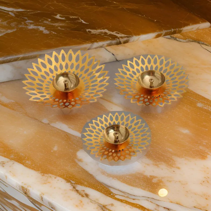 Decorative Golden Brass Diya Stands for Decor