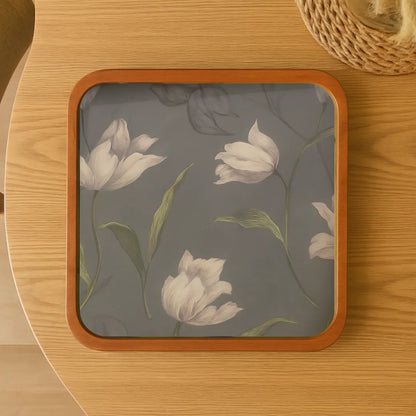 Twilight Tulips Print Wooden Serveware
