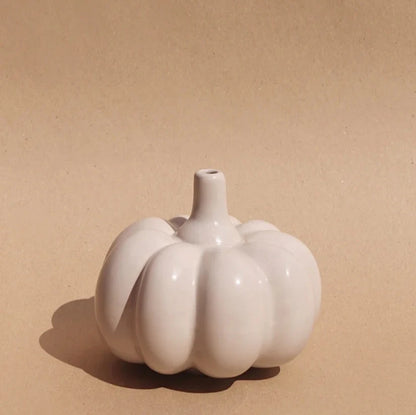 Handmade White Pumpkin Ceramic Flower Vase