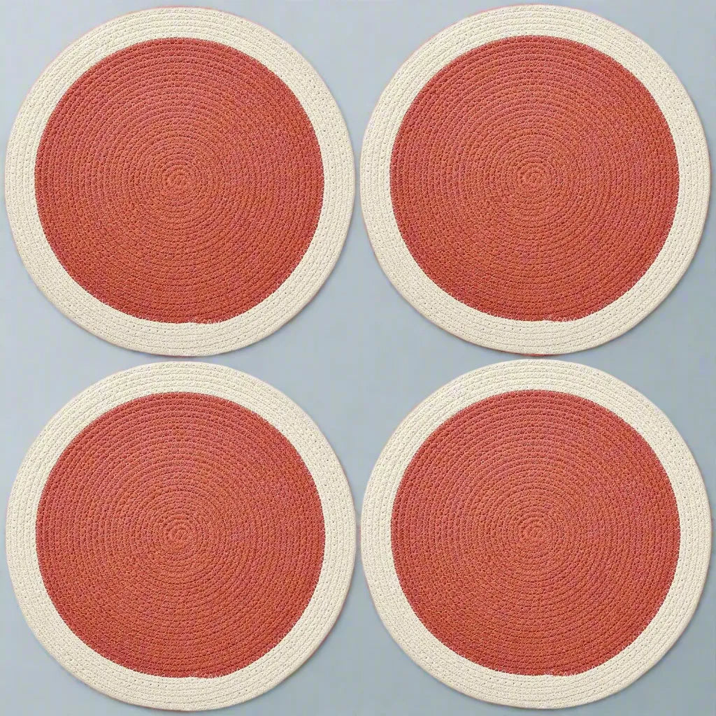 Coral with Off-White Border Chic Dual-Color Placemats
