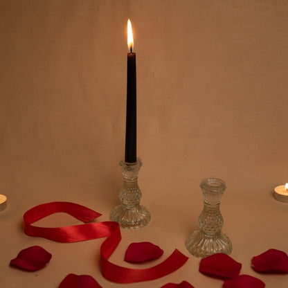 Midnight Flame Candle Set Black Taper Decor