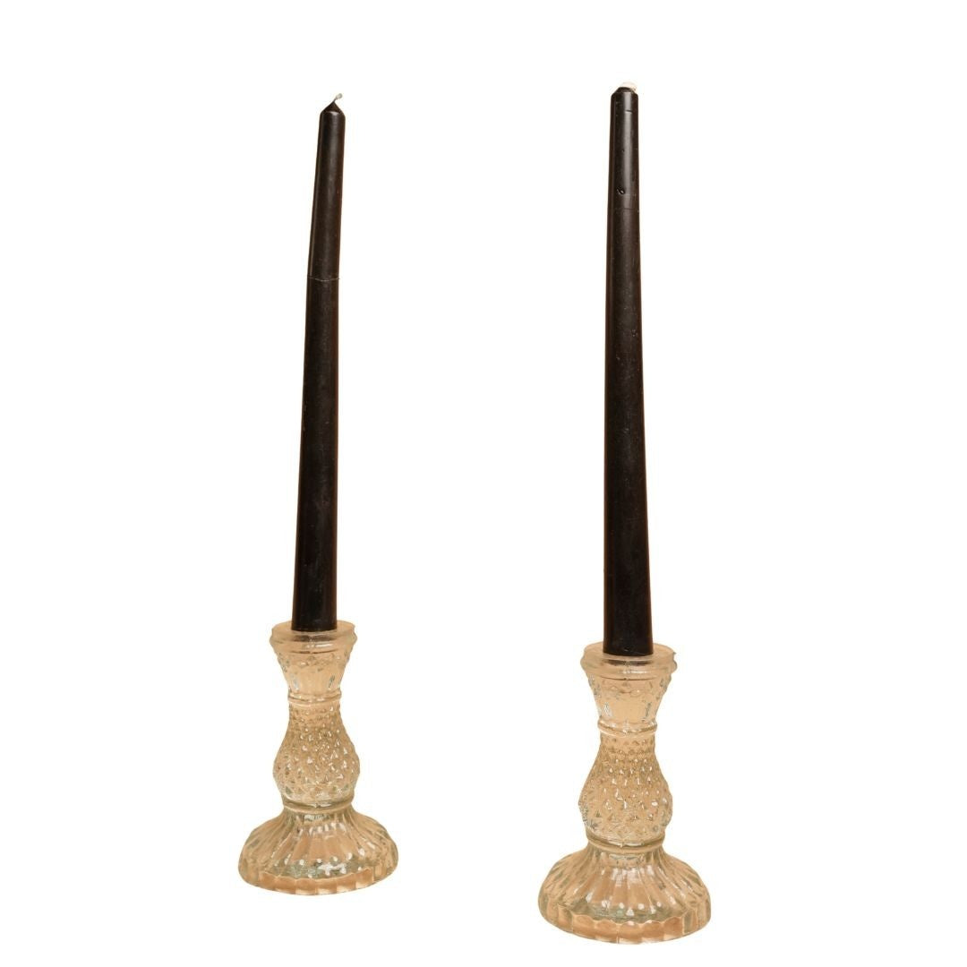 Midnight Flame Candle Set Black Taper Decor