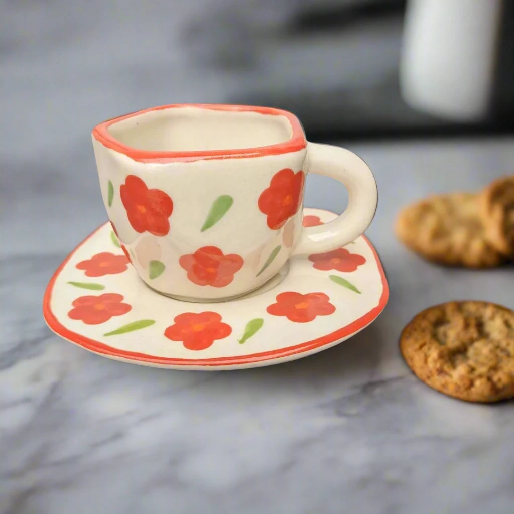 Handpainted Blossoms Cup & Saucer - 200 ml