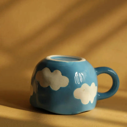 Blue Cloudy Delight Ceramic Cup & Saucer - 200 ml