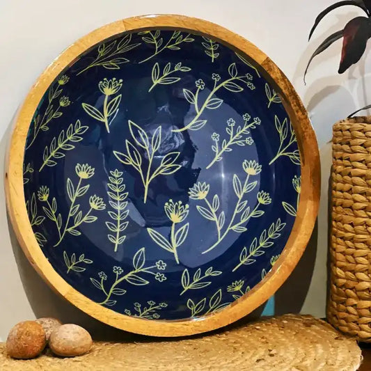 Elegant Twilight Botanica Floral Print Wooden Serveware