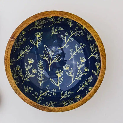 Elegant Twilight Botanica Floral Print Wooden Serveware