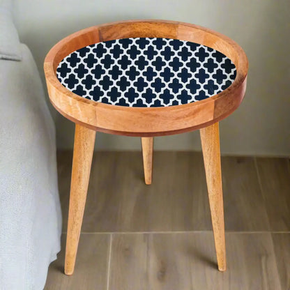 Designer Blue Mosaic Print Wooden Serveware