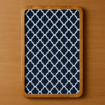 Designer Blue Mosaic Print Wooden Serveware