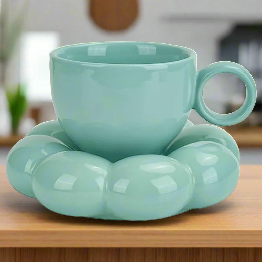 Cheerful Sunflower Ceramic Bubble Cup & Saucer - 250 ml