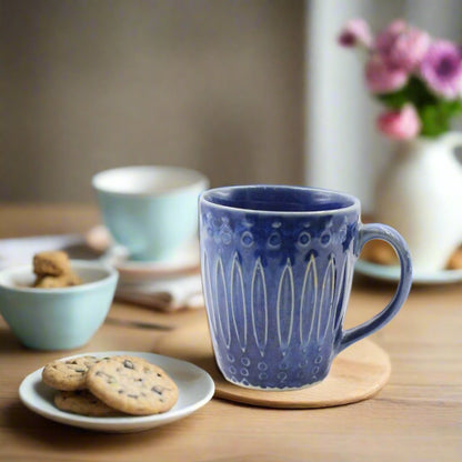 Blue Horizon Handcrafted Ceramic Mug - 340 ml