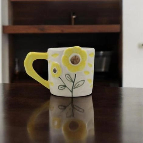 Bright Yellow Floral Bloom Ceramic Mug