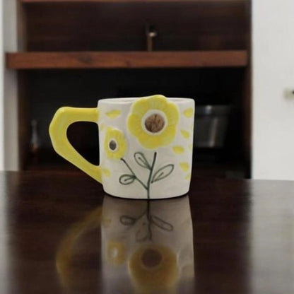 Bright Yellow Floral Bloom Ceramic Mug