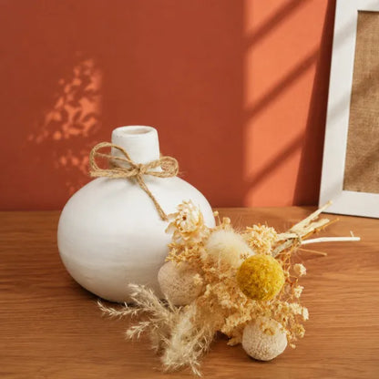 Golden Bloom Ceramic Vase with Dried Flowers
