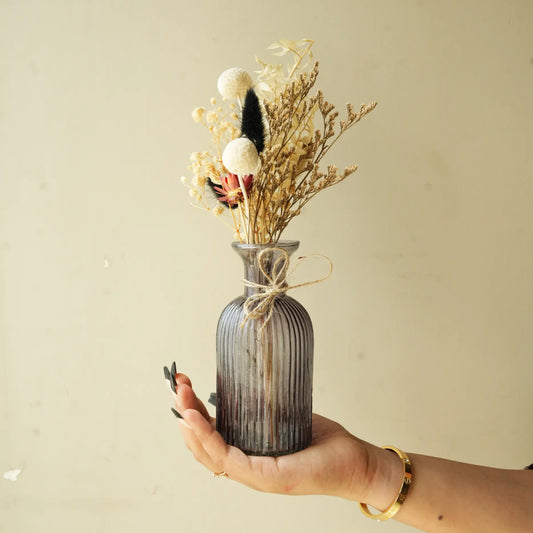 Black Statement Vase with Dried Flower Bunch
