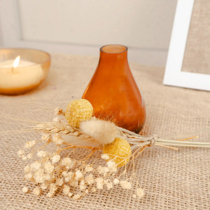 Rustic Meadow Floral Glass Vase with Dried Flowers