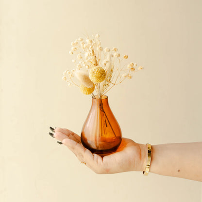 Rustic Meadow Floral Glass Vase with Dried Flowers