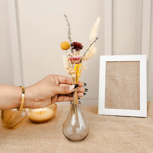 Midnight Bloom Dried Floral Glass Vase Decor