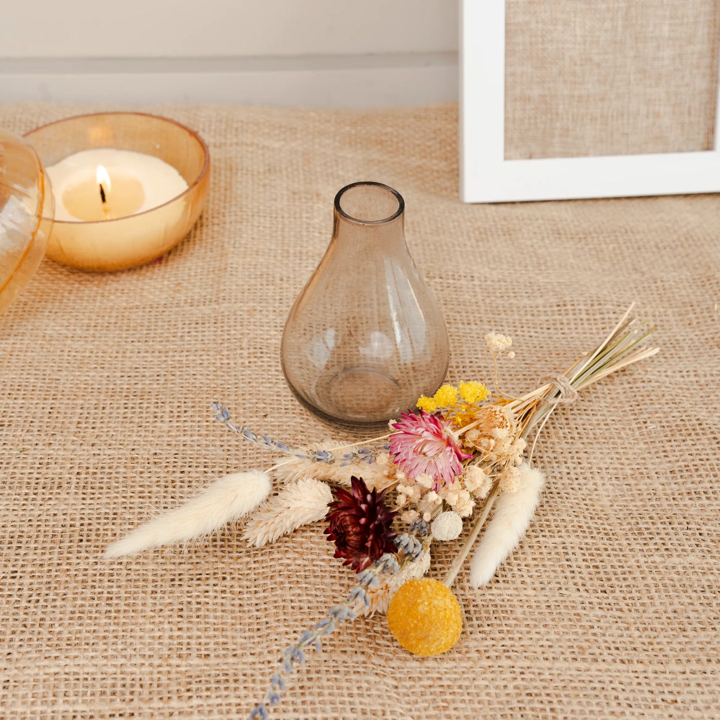 Midnight Bloom Dried Floral Glass Vase Decor