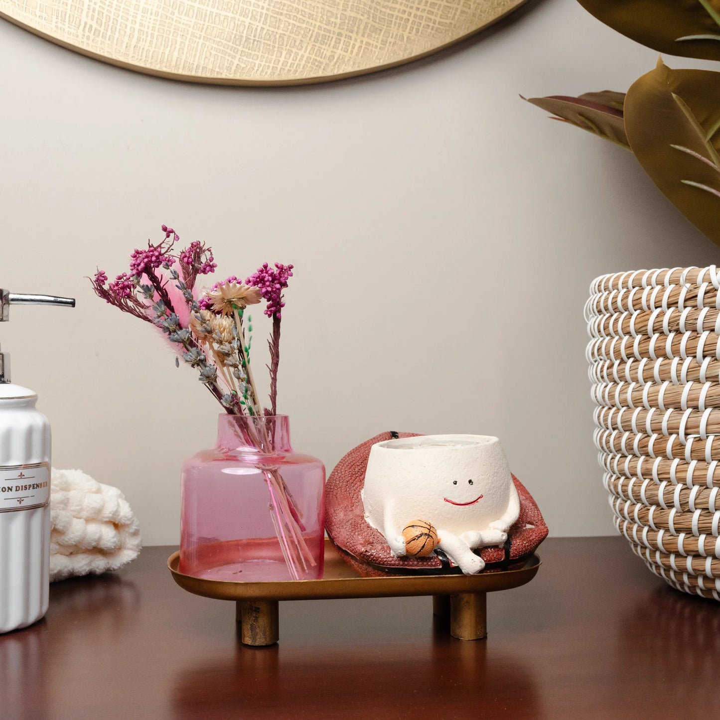 Floral Reed Aroma Diffuser Decor Set in Tray with Planter & Aroma Oil