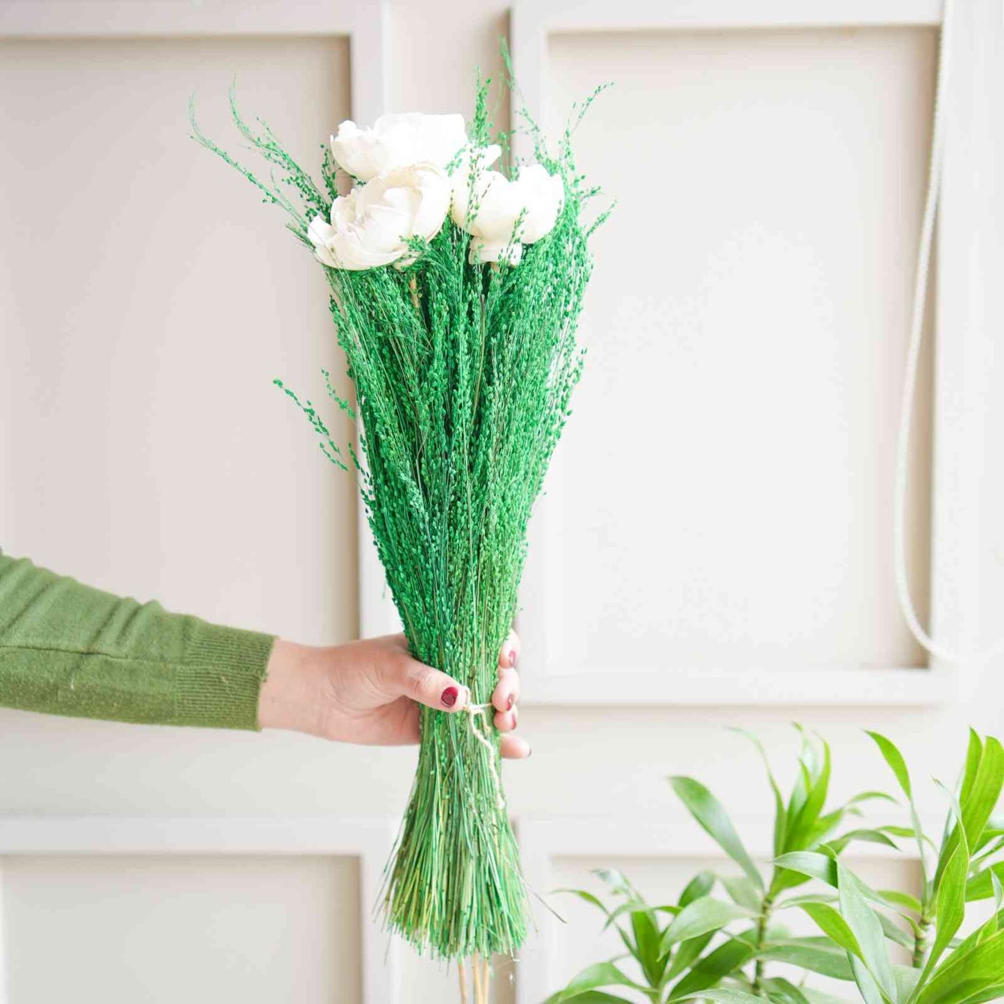 Evergreen Dried Flower Bunch Home Decor Bouquet