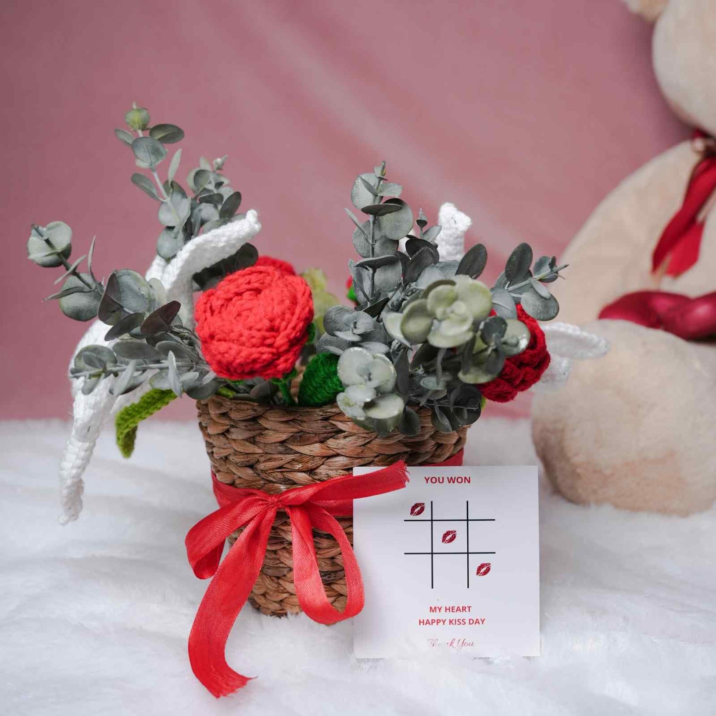 Rustic Romance Bamboo Basket Flower Gift Set