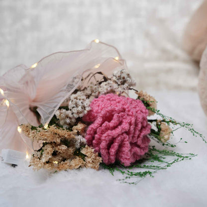 Pink Whisper Crochet Carnations Flower Bunch