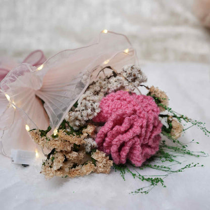 Pink Whisper Crochet Carnations Flower Bunch