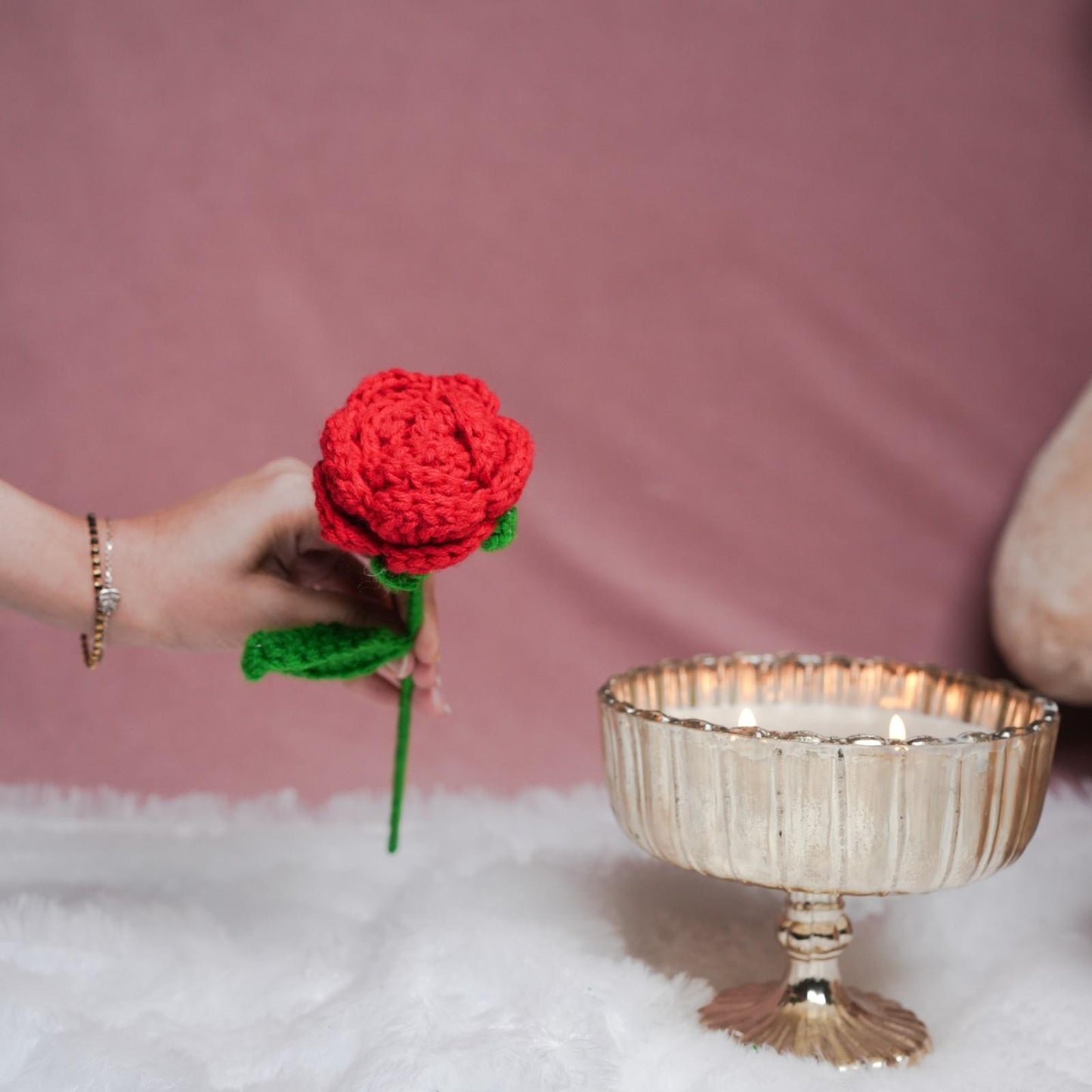 Red Crochet Rose Handmade Flower