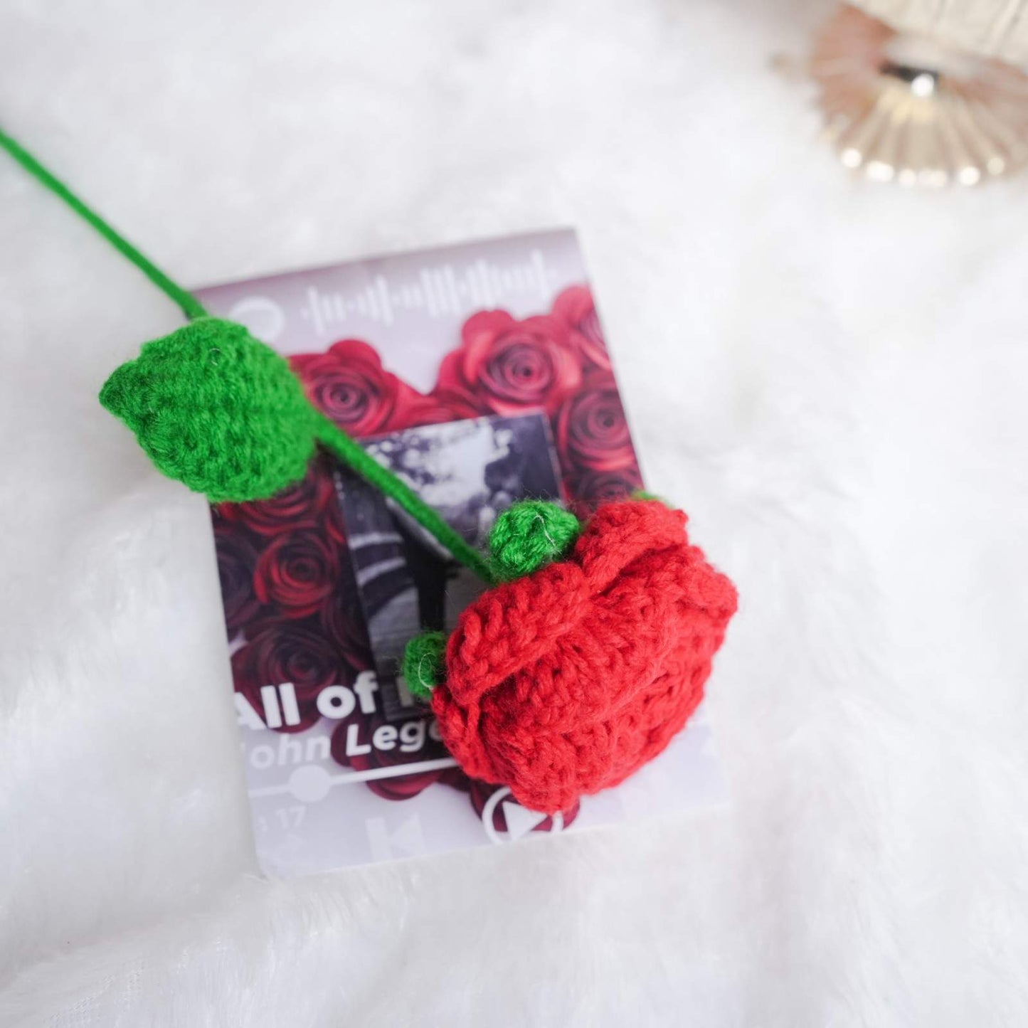 Red Crochet Rose Handmade Flower