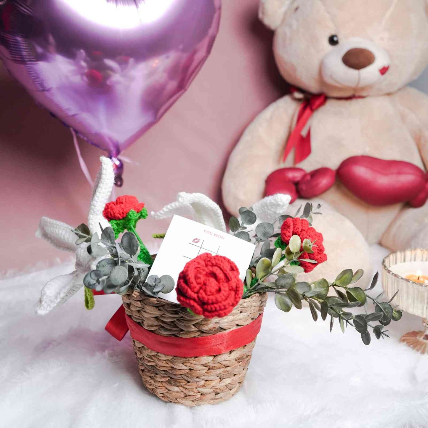 Rustic Romance Bamboo Basket Flower Gift Set