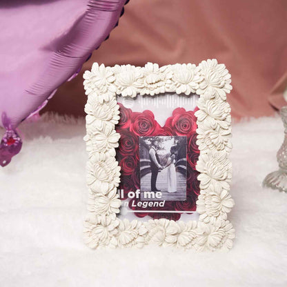 White Artisan Frame Ceramic Photo Decor