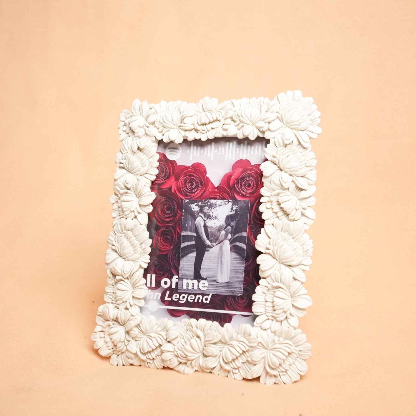 White Artisan Frame Ceramic Photo Decor
