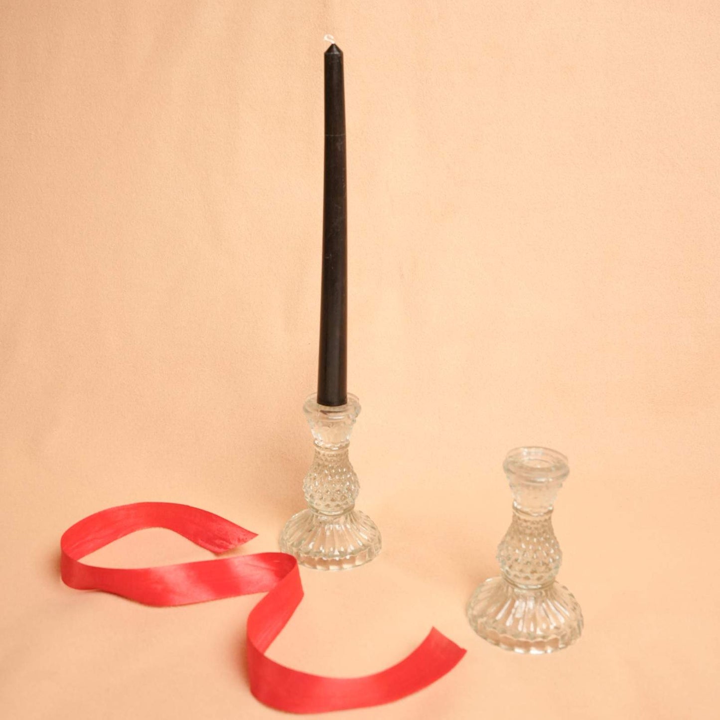 Midnight Flame Candle Set Black Taper Decor