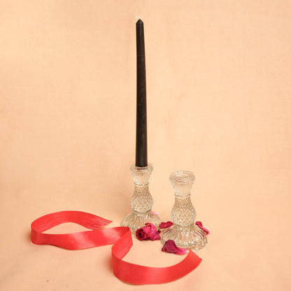 Midnight Flame Candle Set Black Taper Decor