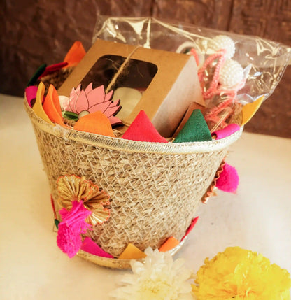Mini Diwali Gift Hamper Jute Basket Aroma Set