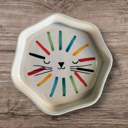 Cute Cat Face Colorful Ceramic Cup & Saucer