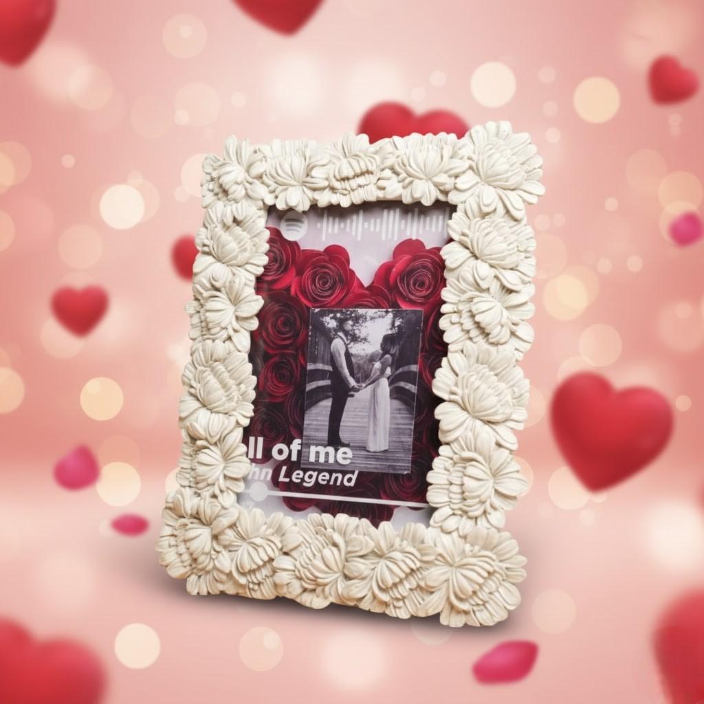 White Artisan Frame Ceramic Photo Decor
