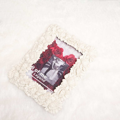 White Artisan Frame Ceramic Photo Decor