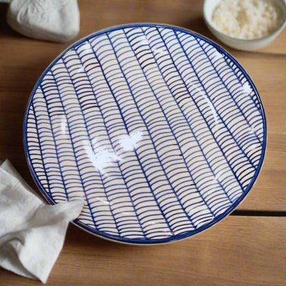 Ceramic Snack & Dinner Plates with Blue Patterns - Two sizes