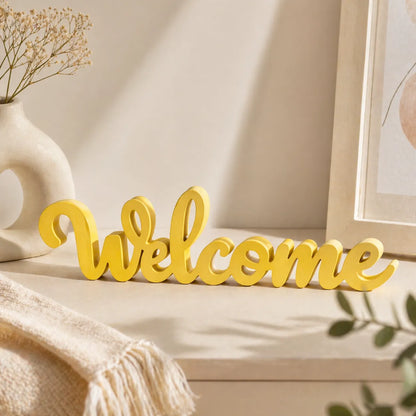 Yellow Welcome Script Decor for Table & Reception