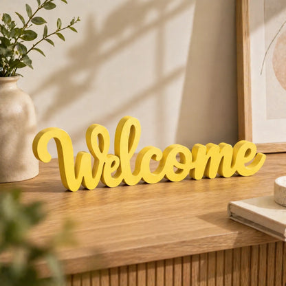 Yellow Welcome Script Decor for Table & Reception
