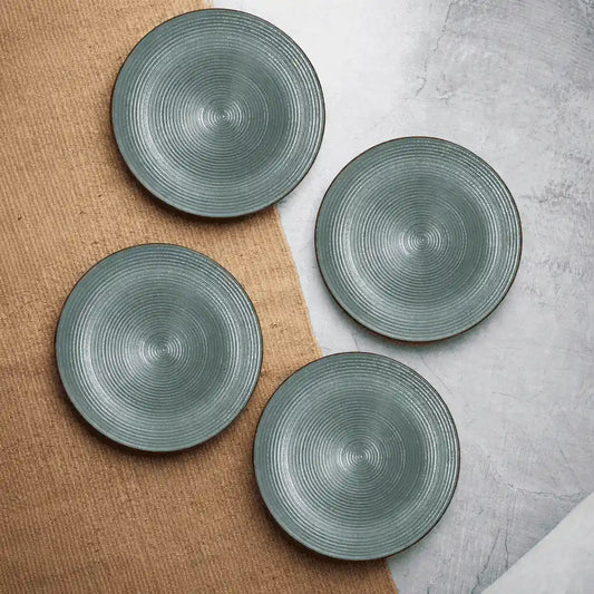 Handcrafted Ceramic Quarter, Snacks Plates - Sage Green