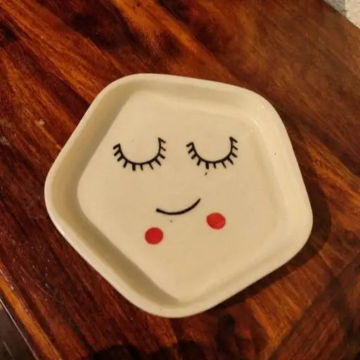 Cute Sleepy Face Ceramic Cup & Saucer - 200 ml