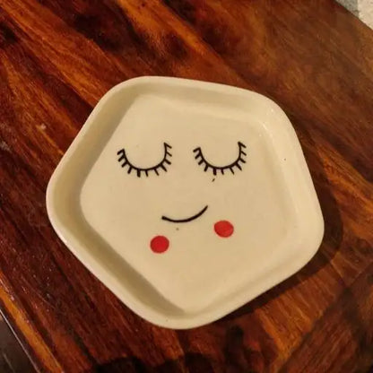 Cute Sleepy Face Ceramic Cup & Saucer - 200 ml