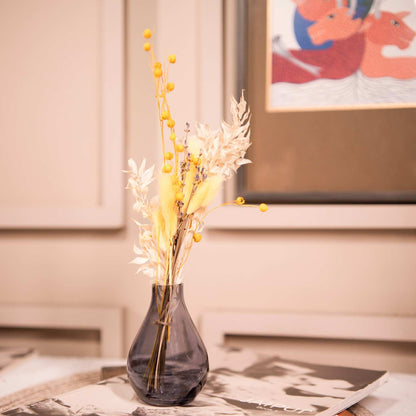 Indigo Elegance Glass Vase with Dried Flower