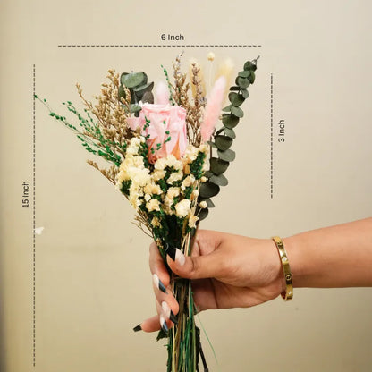 Preserved Pink Rose Bouquet with Dried Flowers