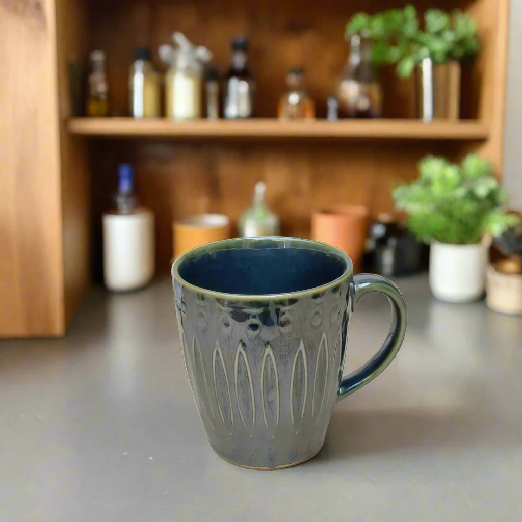 Forest Whisper Hand-Glazed Ceramic Mug - 340 ml