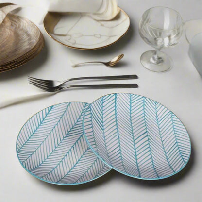 Aquamarine & White Glossy Ceramic Plates - Two sizes