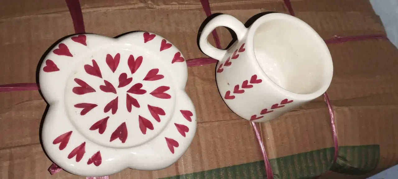 Heartfelt Delight Ceramic Cup & Saucer - 200 ml