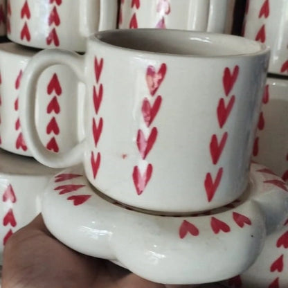 Heartfelt Delight Ceramic Cup & Saucer - 200 ml